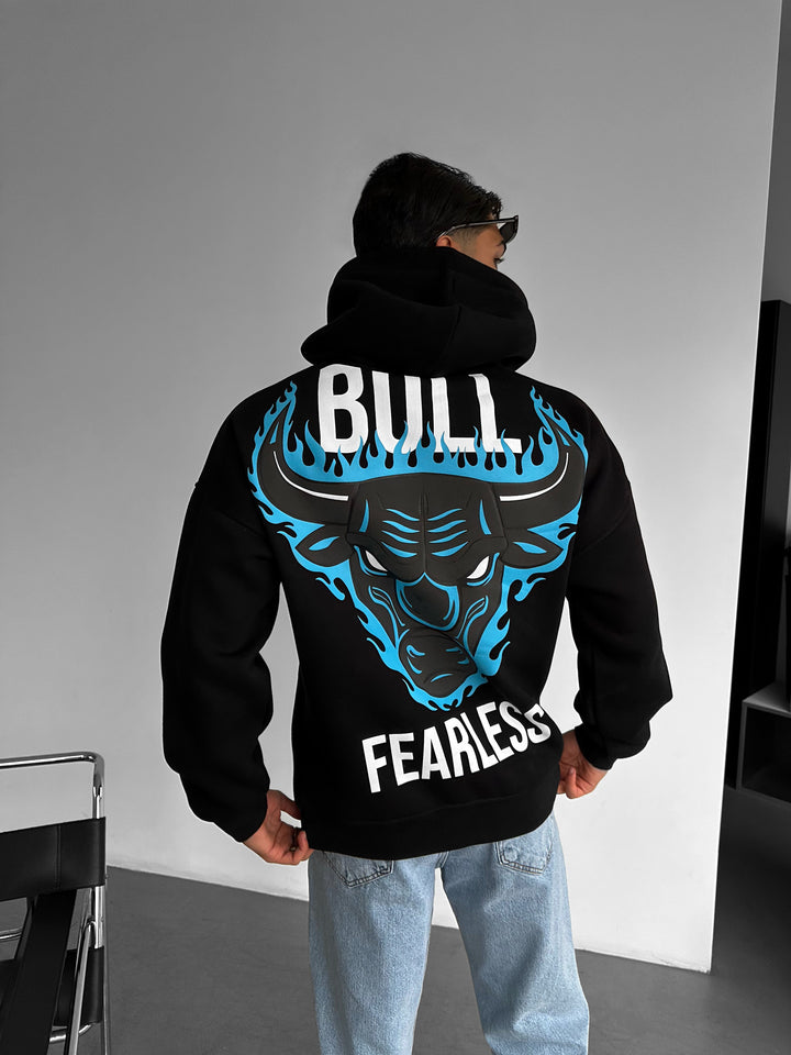 Oversize Bull Fearless Hoodie - Black and Blue