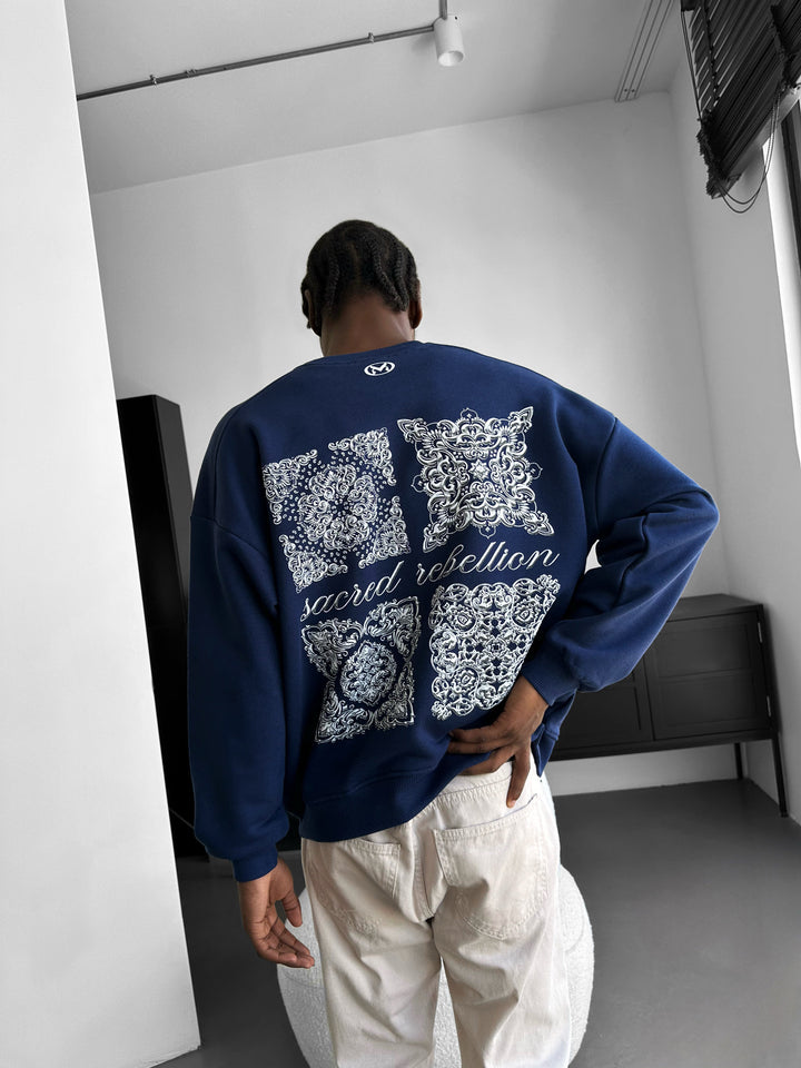Oversize Sacred Rebellion Sweater - Navy Blue