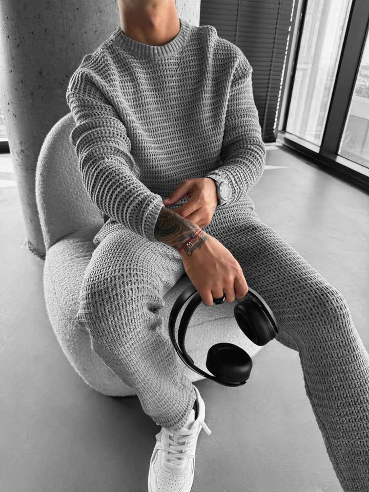 Loose Fit Knit Trousers - Grey