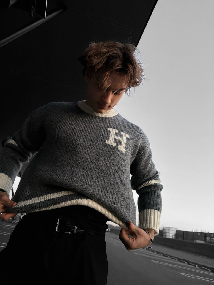 Oversize Knit Letter Sweater - Ecru