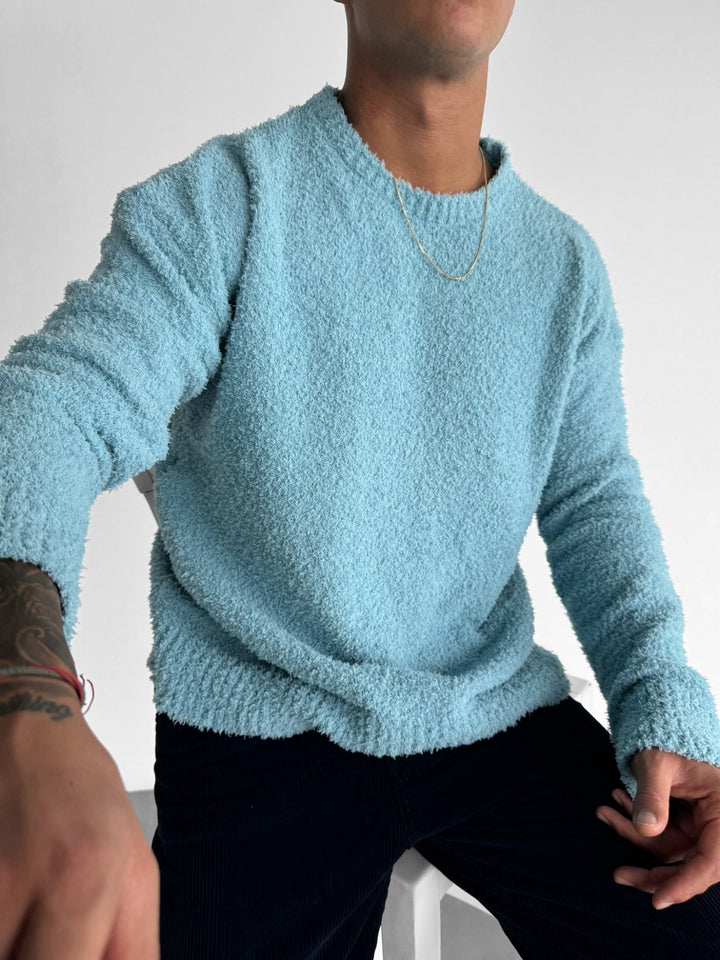 Oversize Plush Pullover - Stone Blue