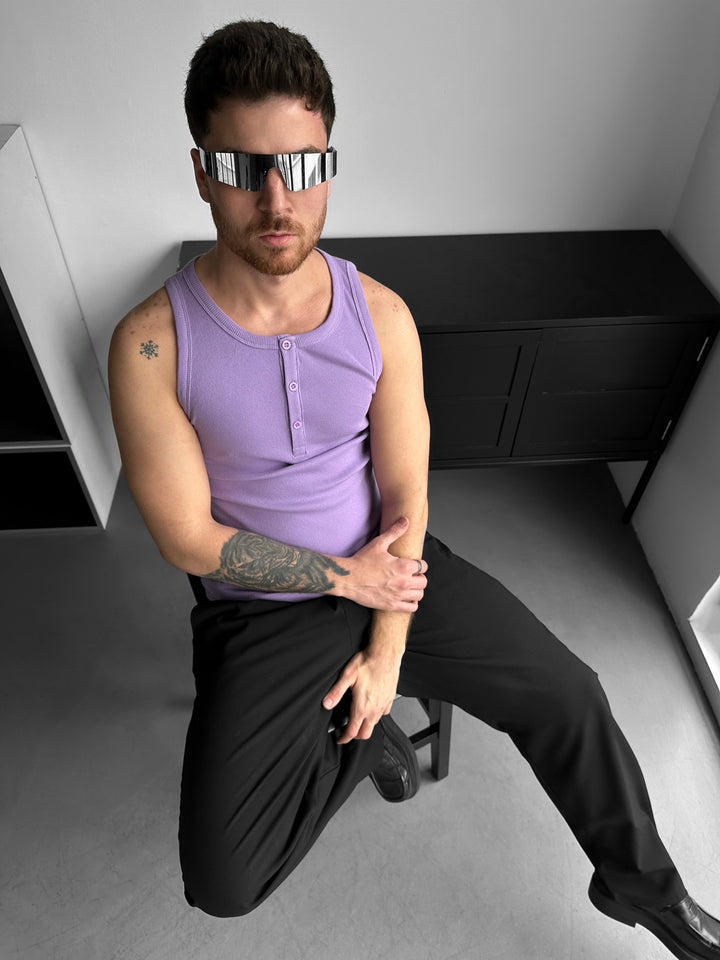 Slim Fit Button Tanktop - Lilac