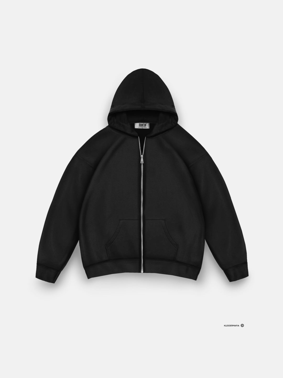 Oversize Basic Zipper Hoodie - Black