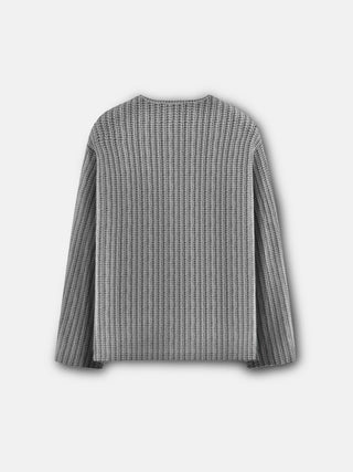 Regular Fit cutout Knit Sweater - Mottled Grey