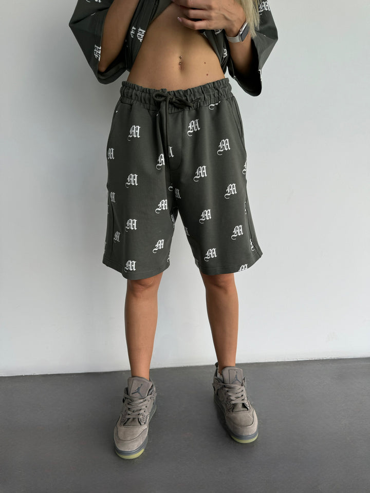 Loose Fit Initial Shorts - Terrarium