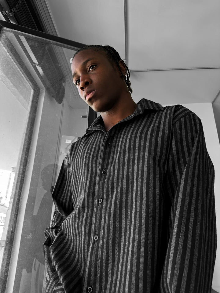 Thick Checked Winter Shirt - Grey