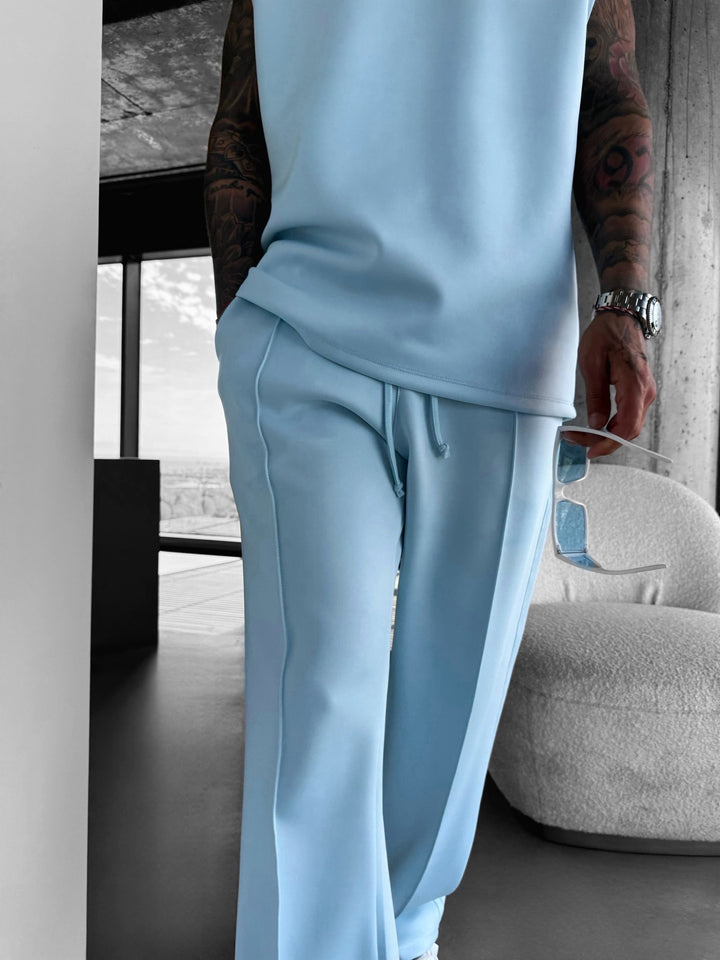 Loose Fit Diver Fabric Trousers - Baby Blue