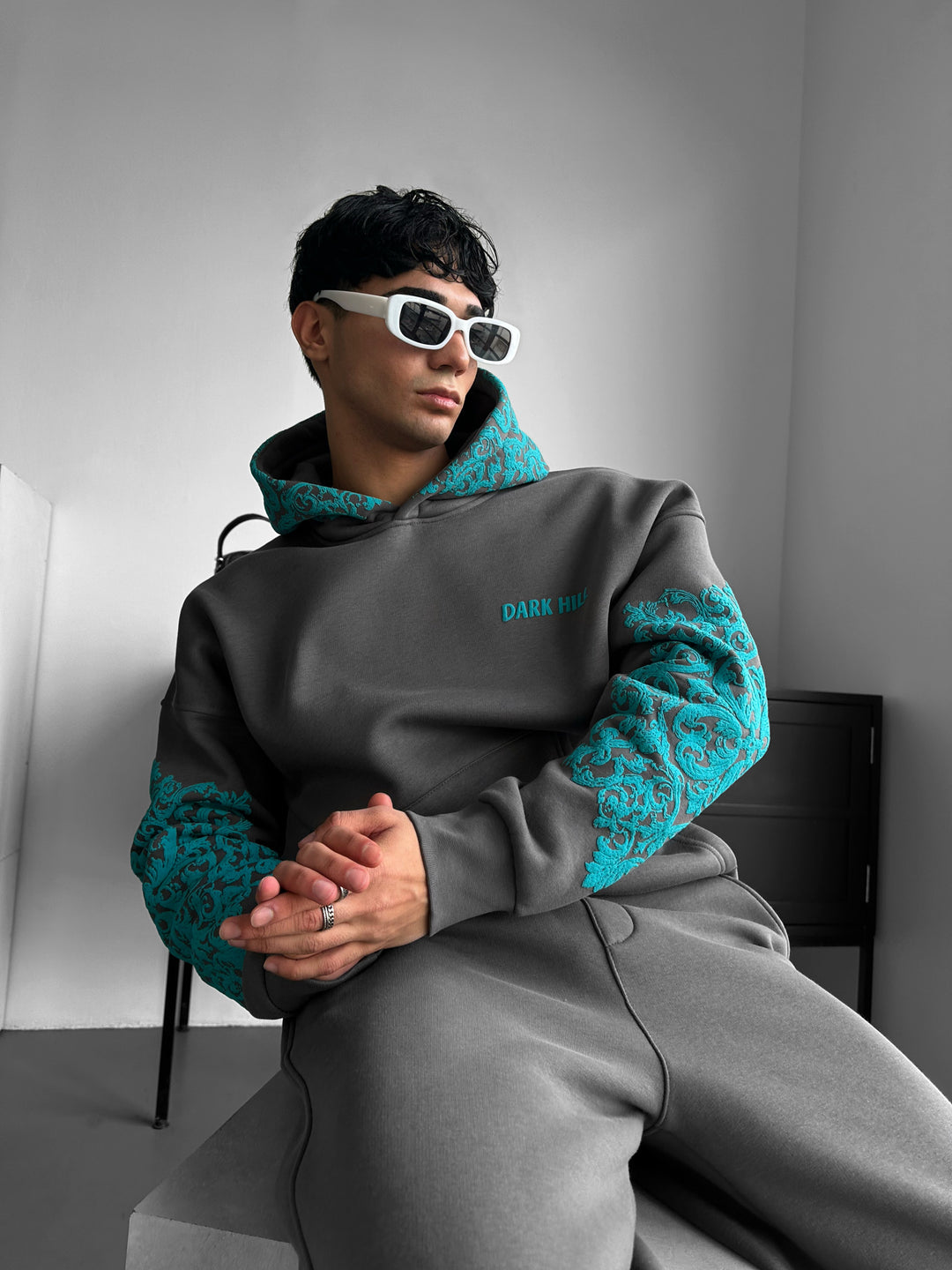 Oversize Carpet Pattern Hoodie - Anthracite