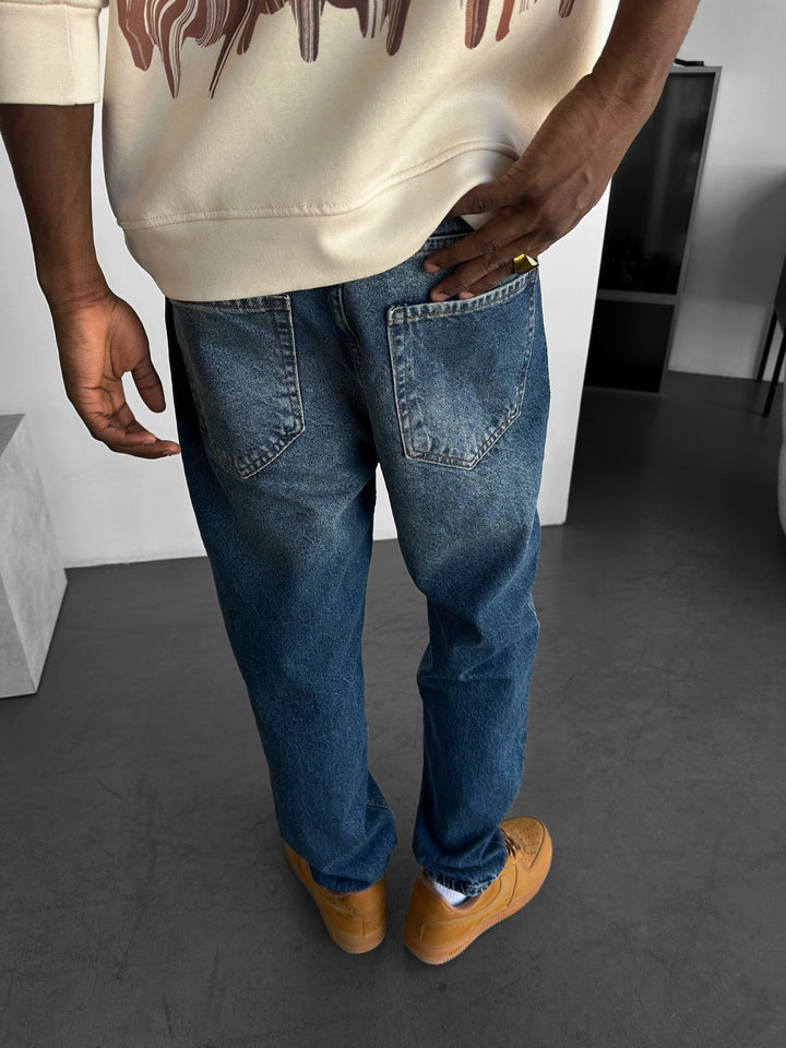 Baggy Washed Jeans - Blue