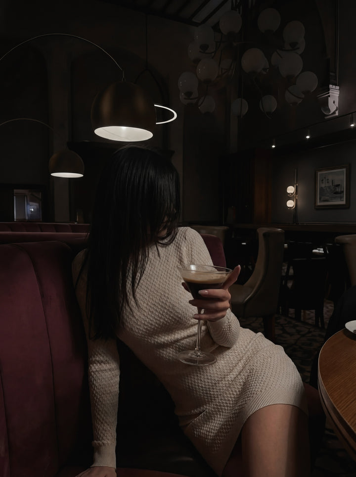 Fitted Midi Knit Dress - Beige