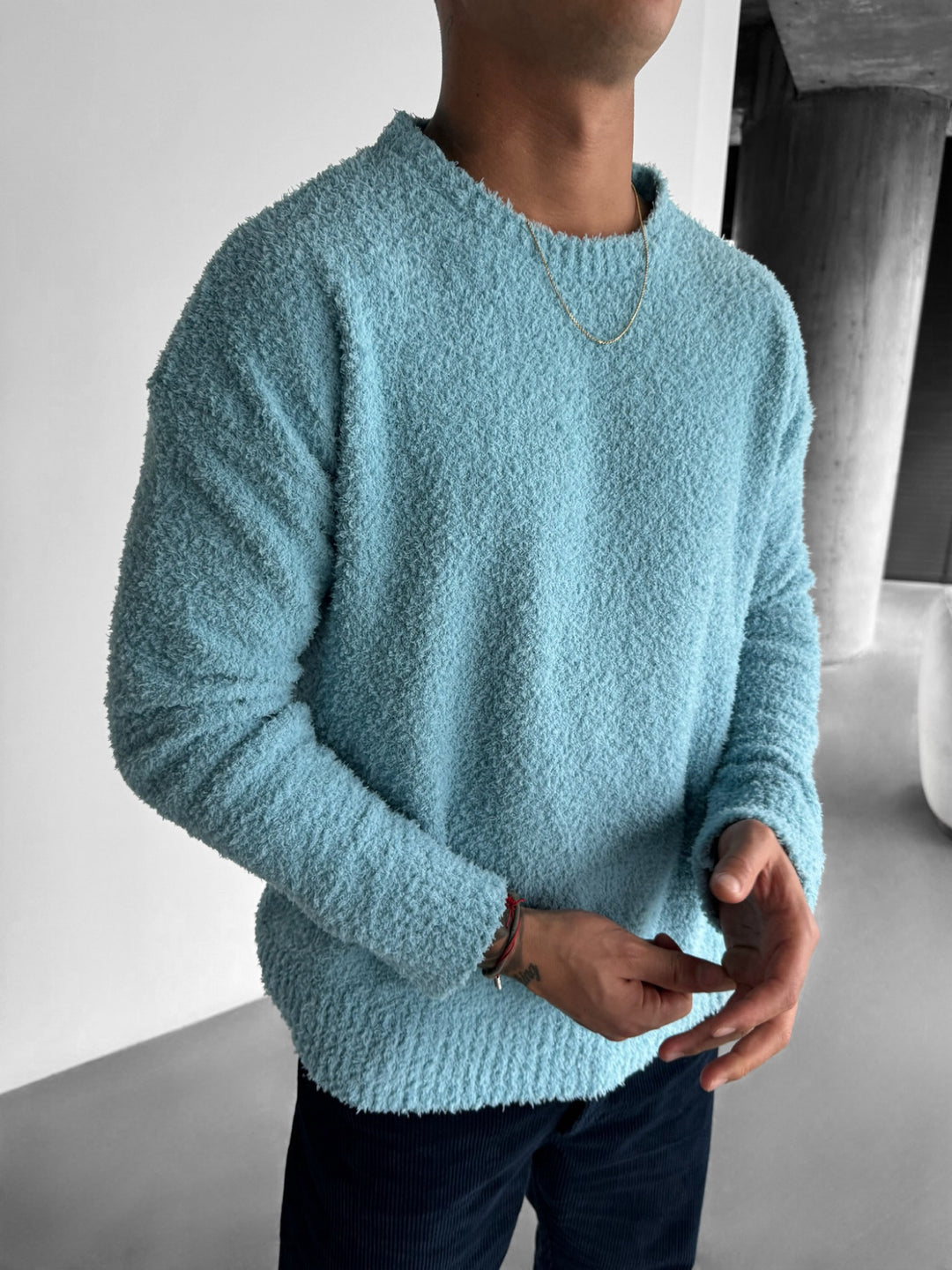 Oversize Plush Pullover - Stone Blue