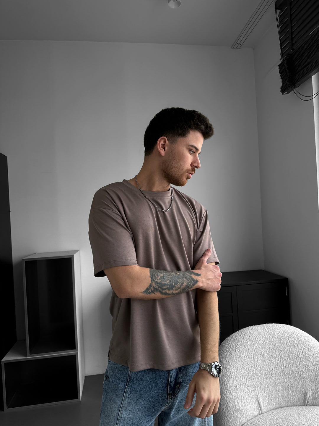 Loose Fit Basic T-shirt - Camel