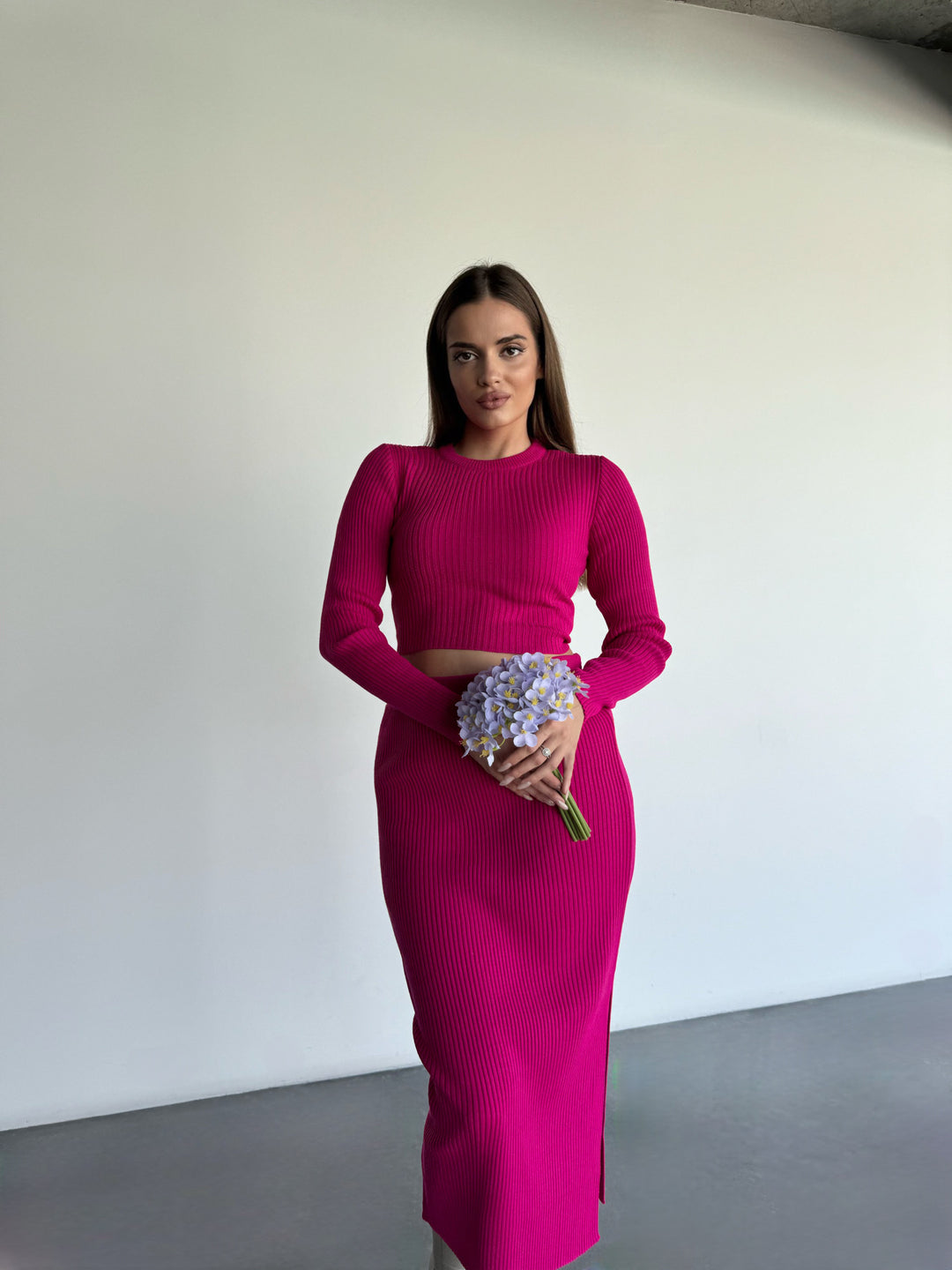 Long Knit Skirt - Bubblegum