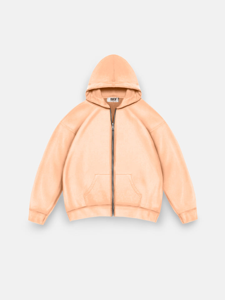 Oversize Basic Zipper Hoodie - Peach Fuzz