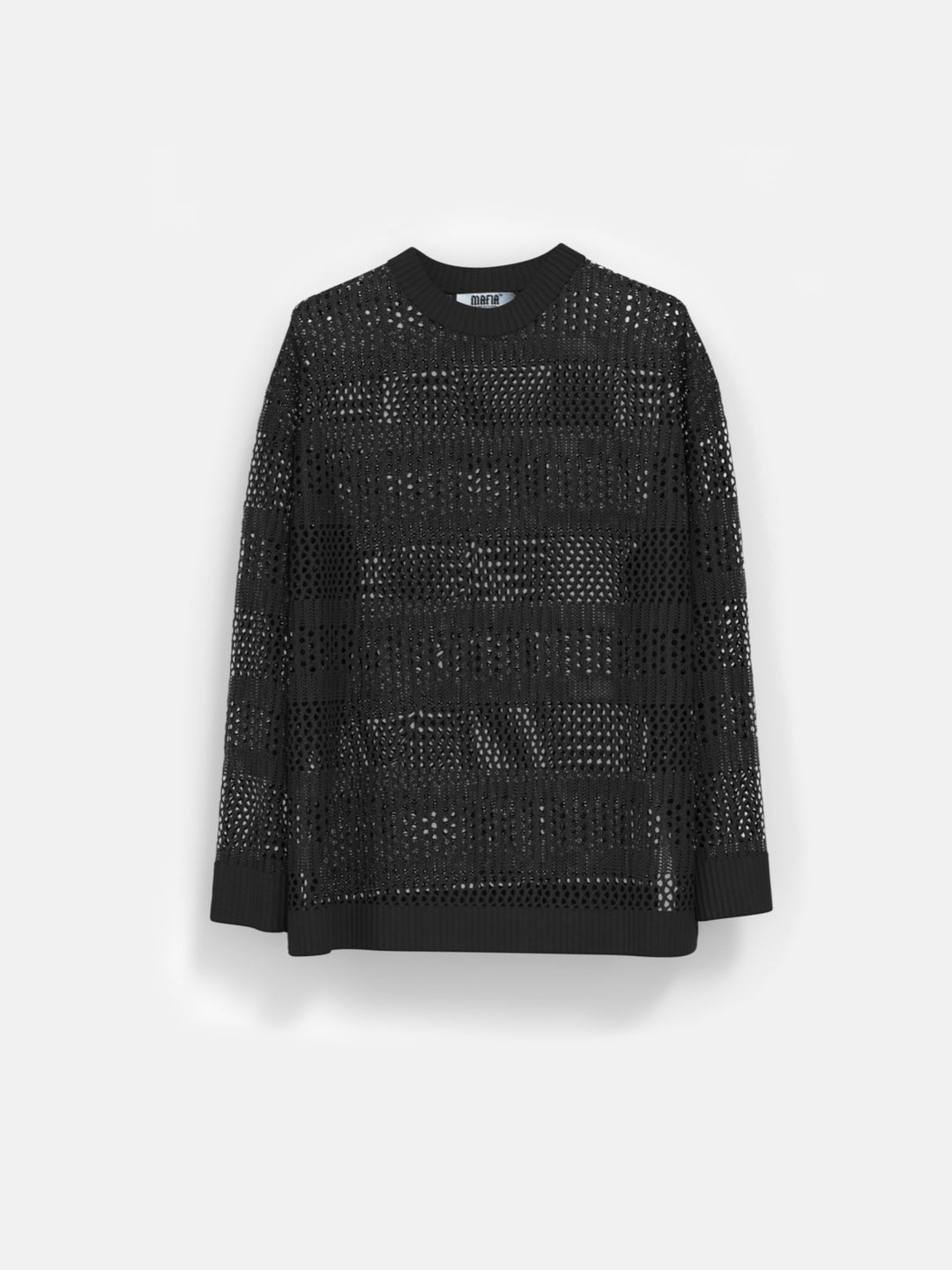 Oversize Holey Knit Sweater - Black