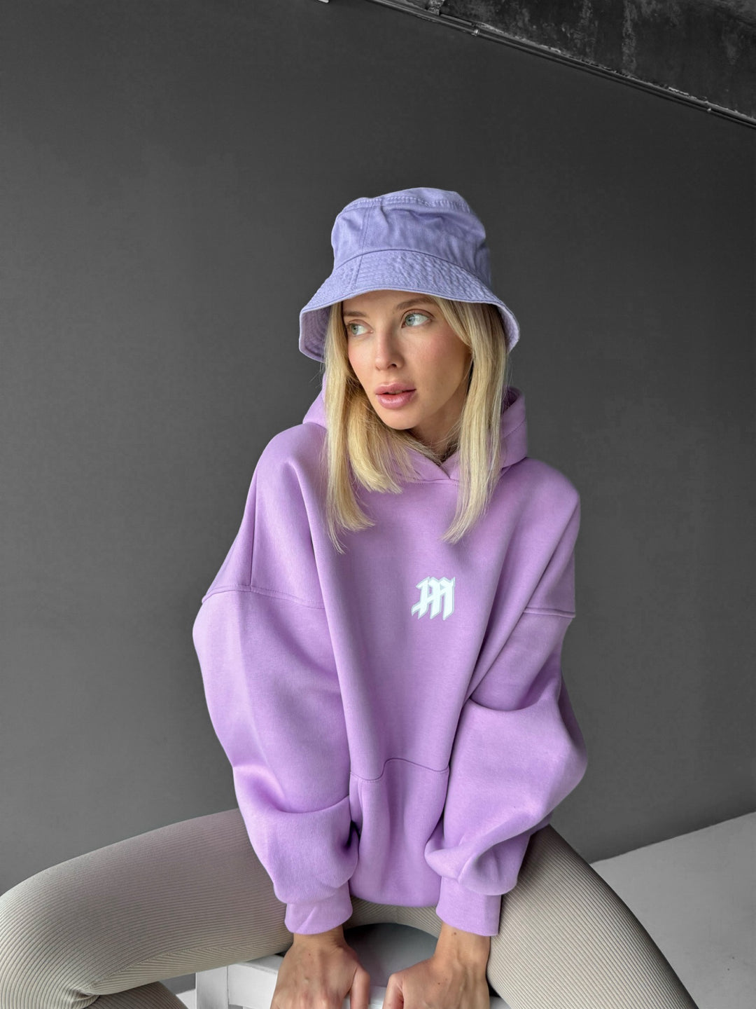 Oversize Women Mouse Hoodie - Lilac