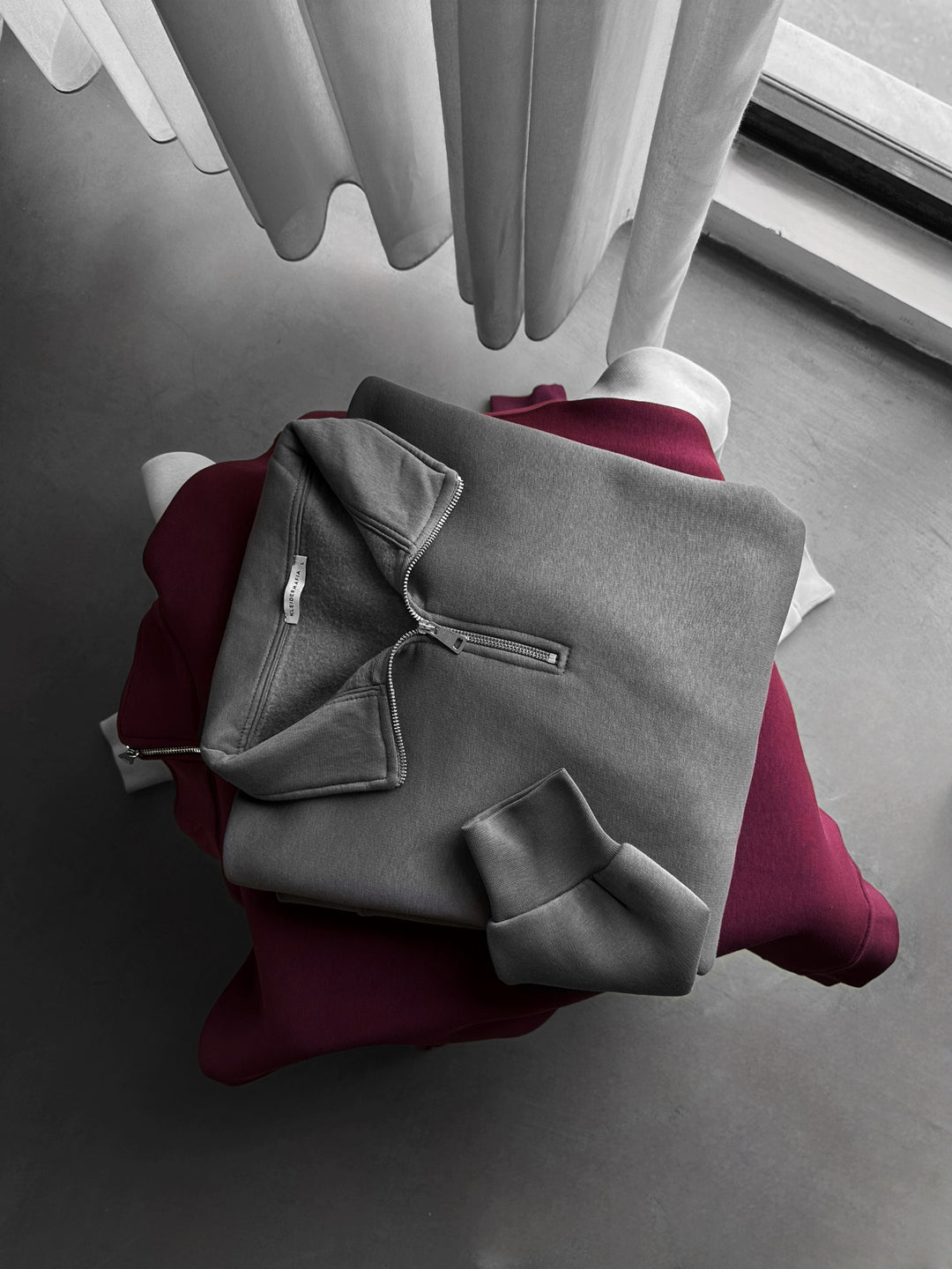Oversize Half-Zip Polo Sweatshirt - Anthracite