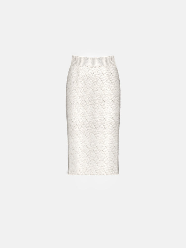 Braid Knit Skirt - Creme