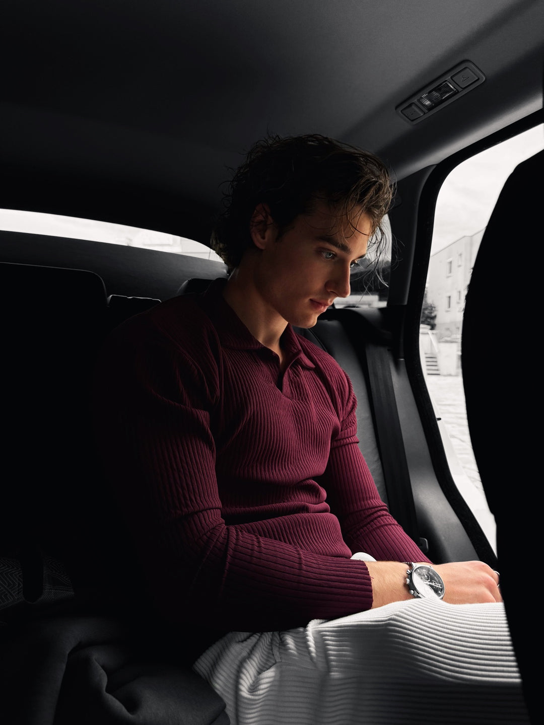 Oversize Ribbed Long Arm Polo T-shirt - Port Royale