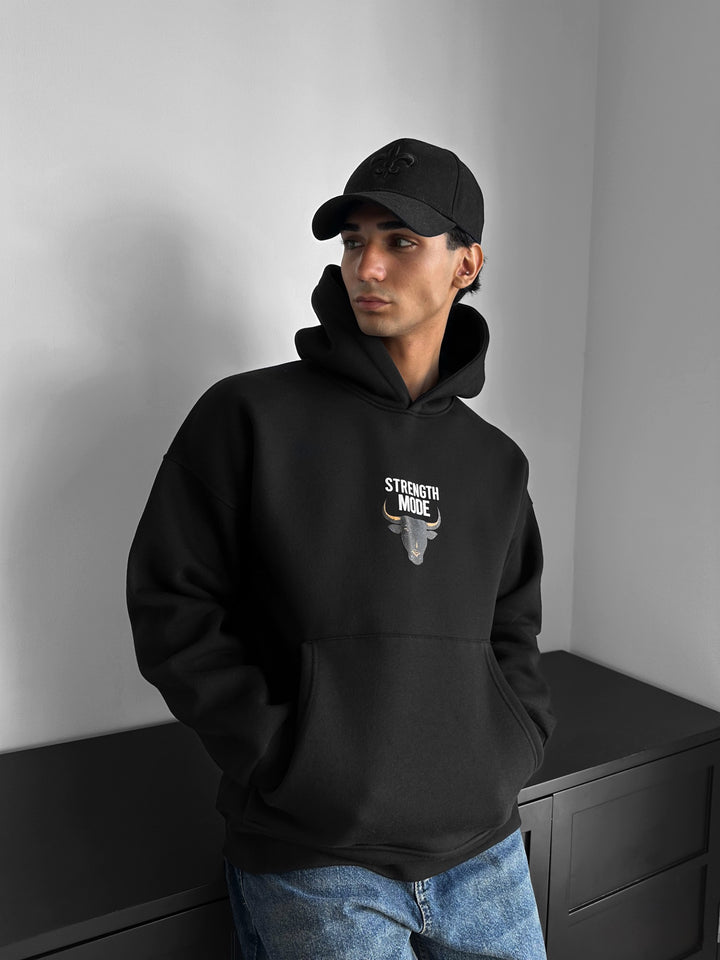 Oversize Strength Mode Hoodie - Black