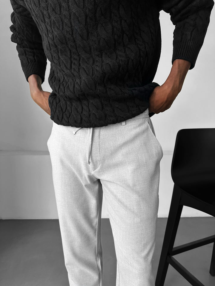 Oversize Knit Braid Sweater - Black