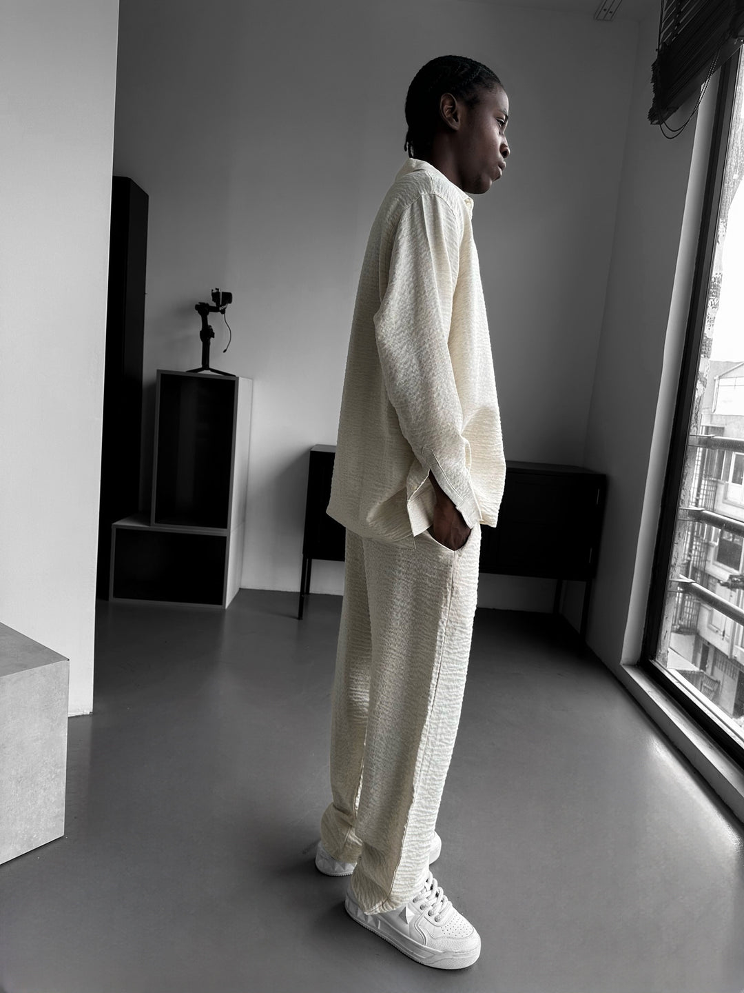 Oversize Muslin Long Sleeve Shirt - Cremé