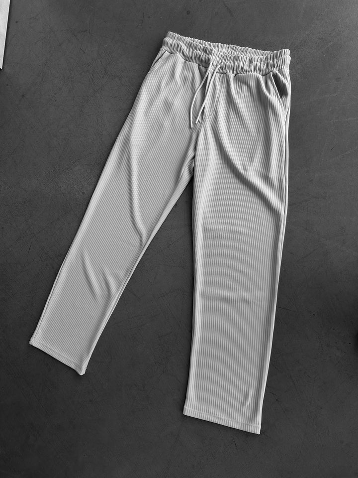 Loose Fit Striped Trousers - Grey