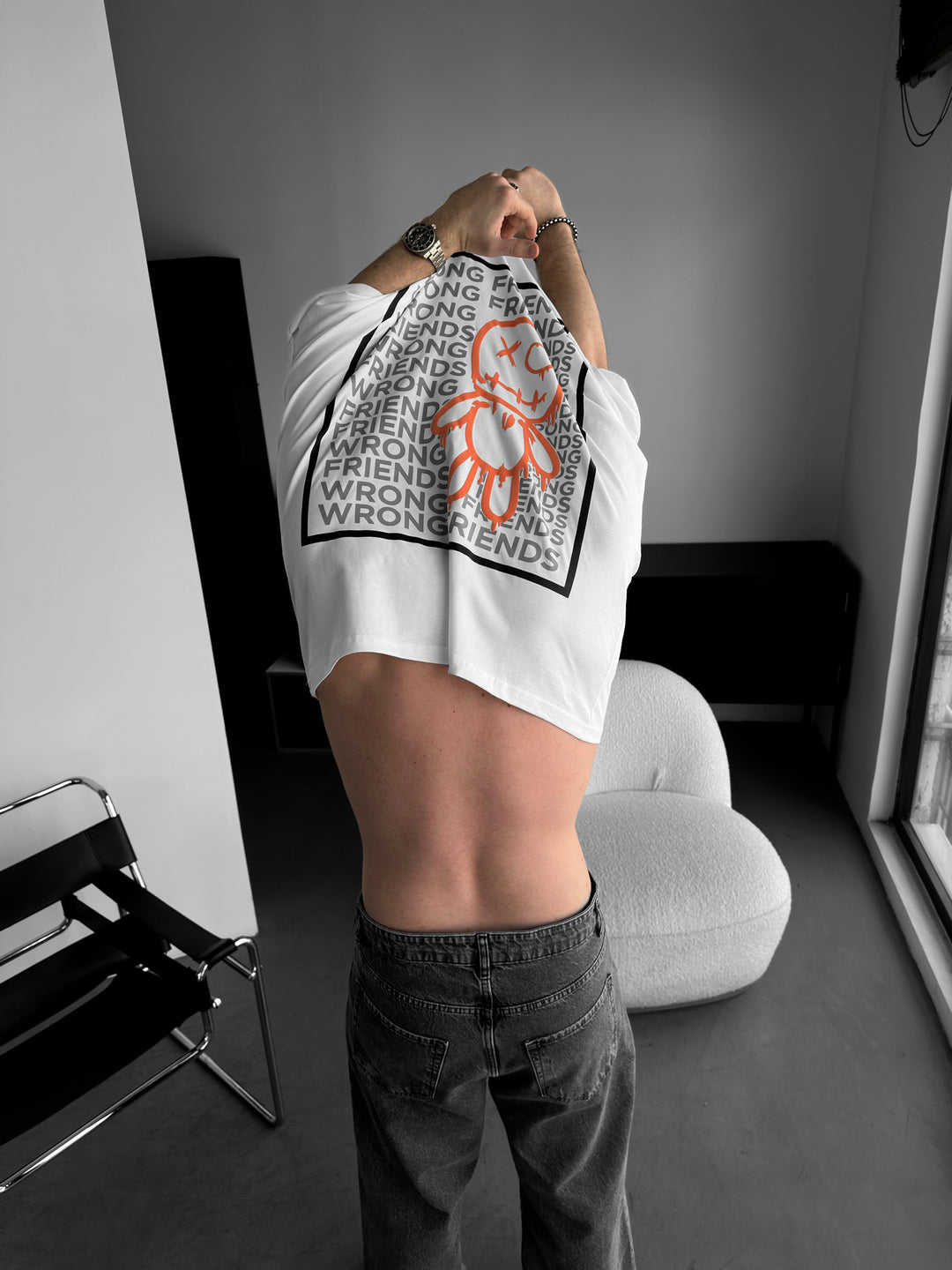 Oversize Wrong Friends T-shirt - Ecru