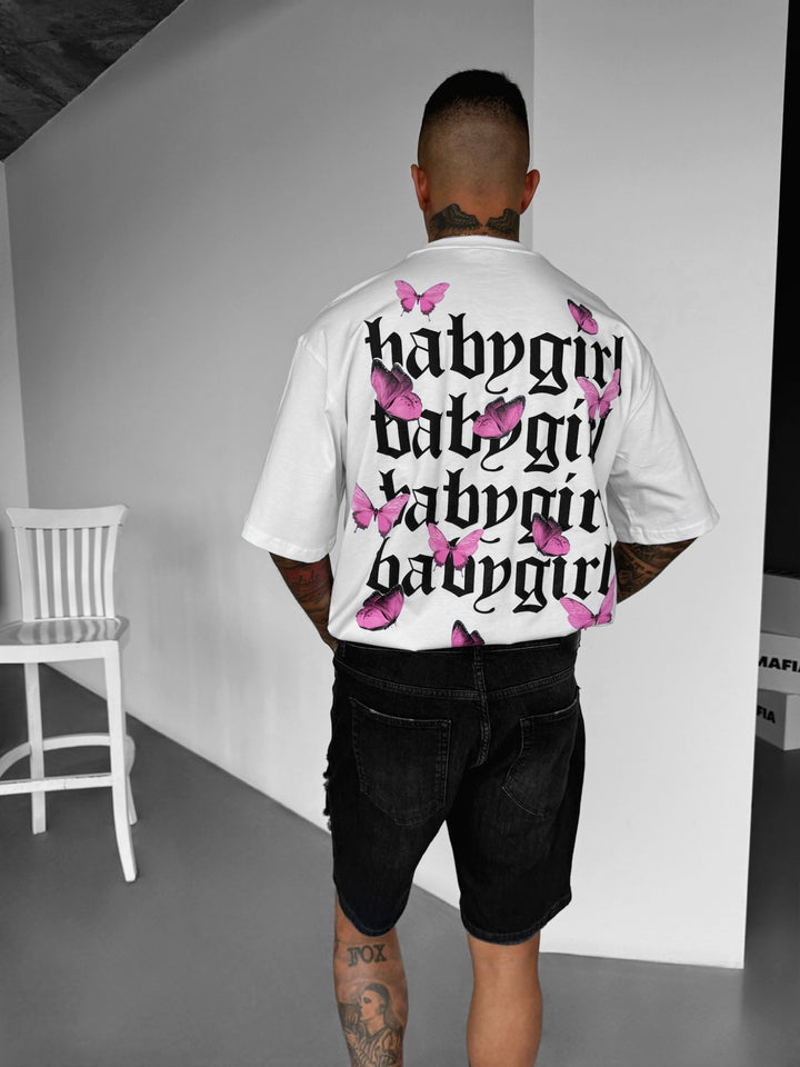 Oversize Babygirl T-shirt - White and Pink