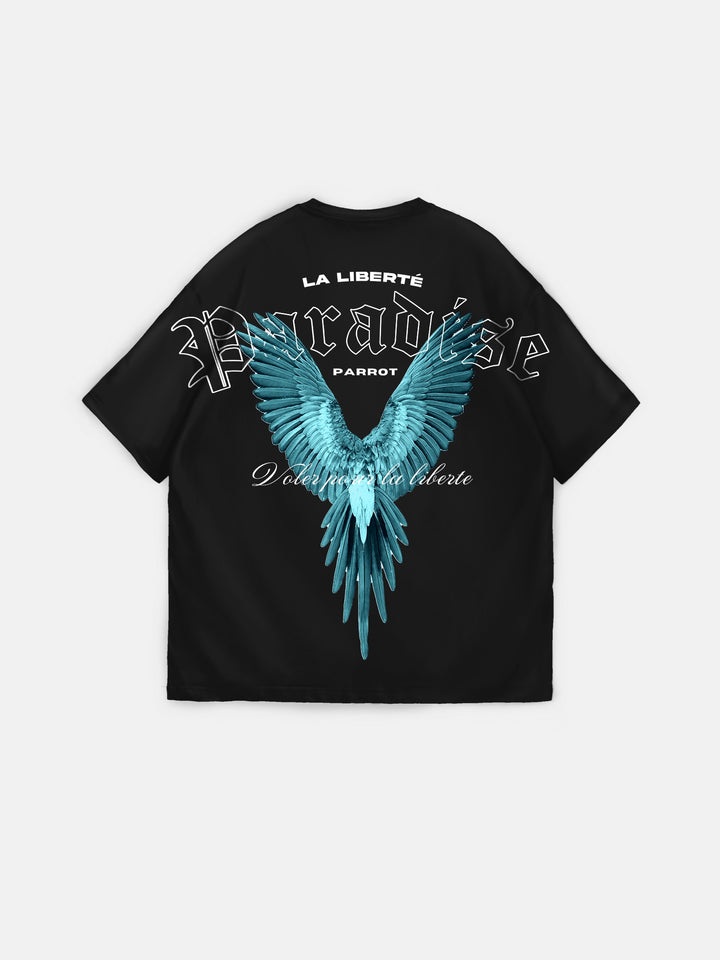 Oversize La Liberté Paradise T-shirt - Black and Turquoise