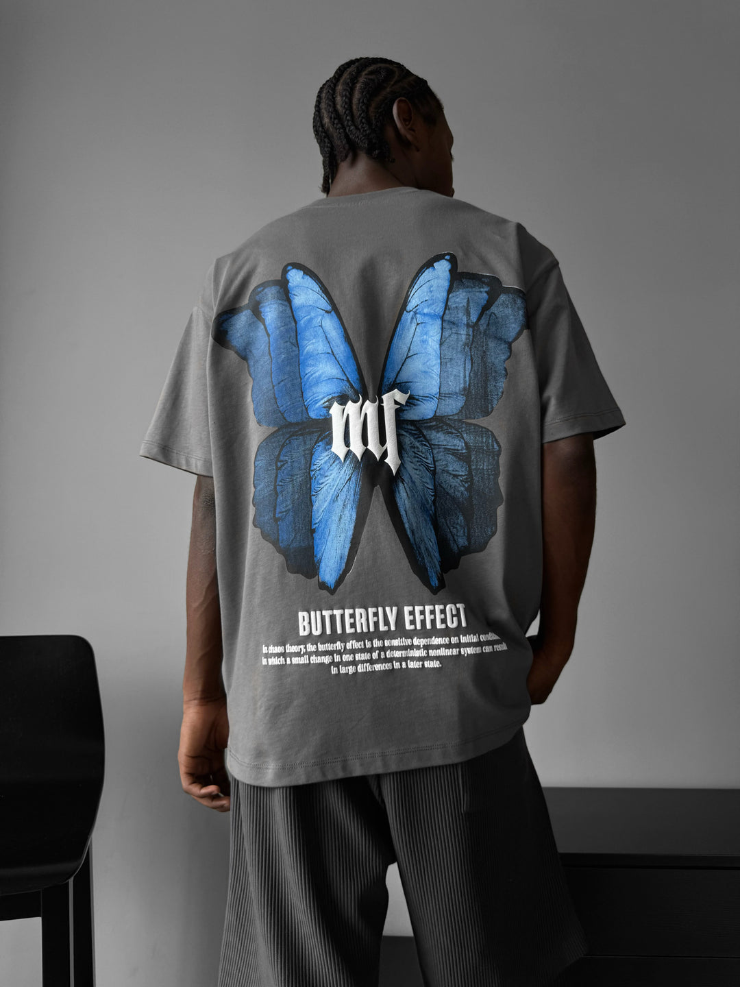 Oversize 'Butterfly Effect' T-Shirt - Anthracite