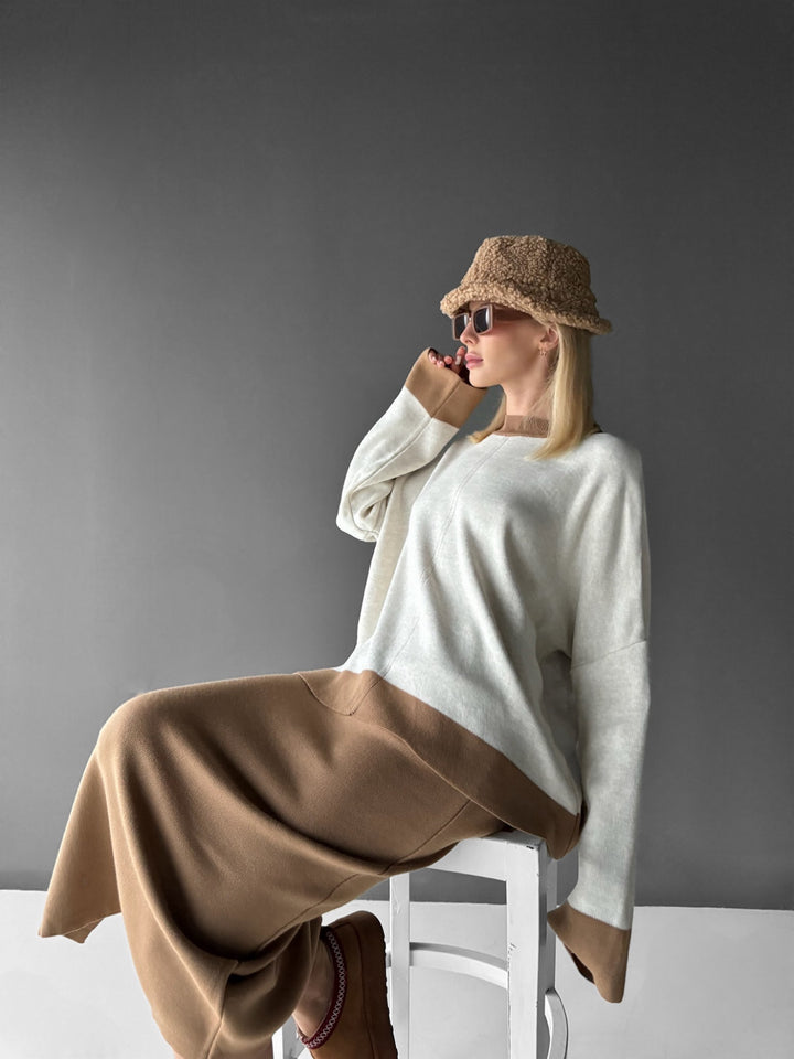 Straight Knit Skirt - Brown