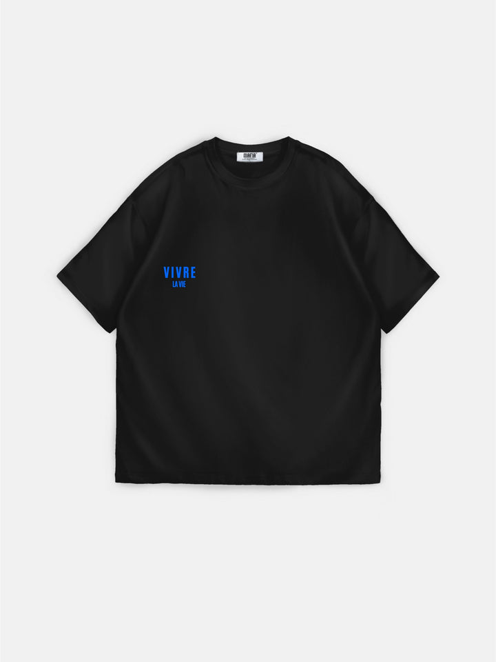 Oversize Vivre la Vie T-shirt - Black and Blue