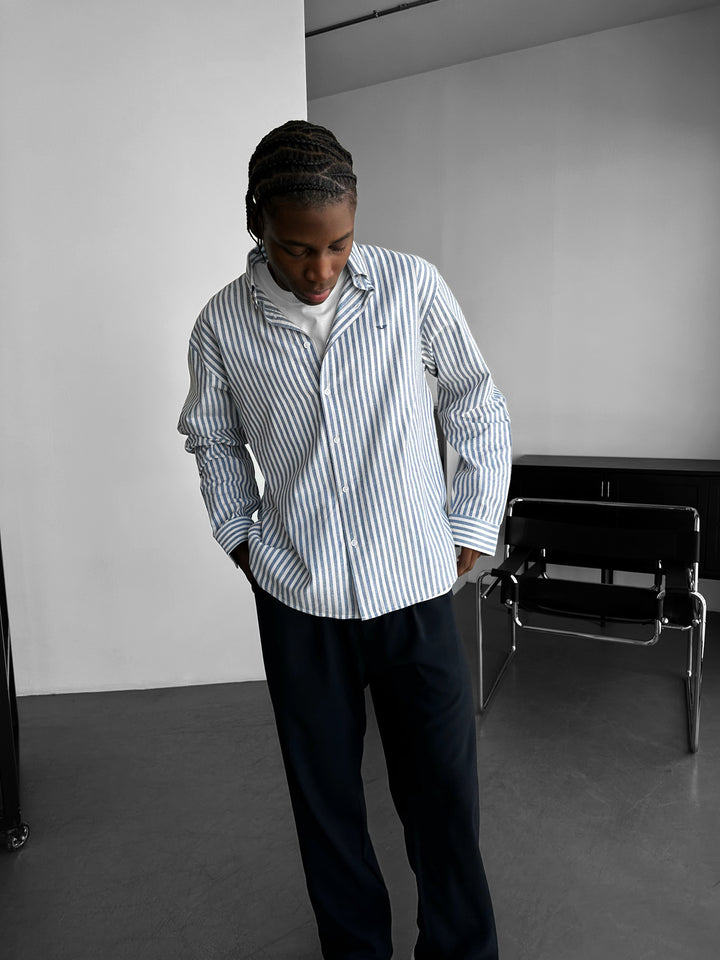 Striped Oxford Shirt - Navy Blue