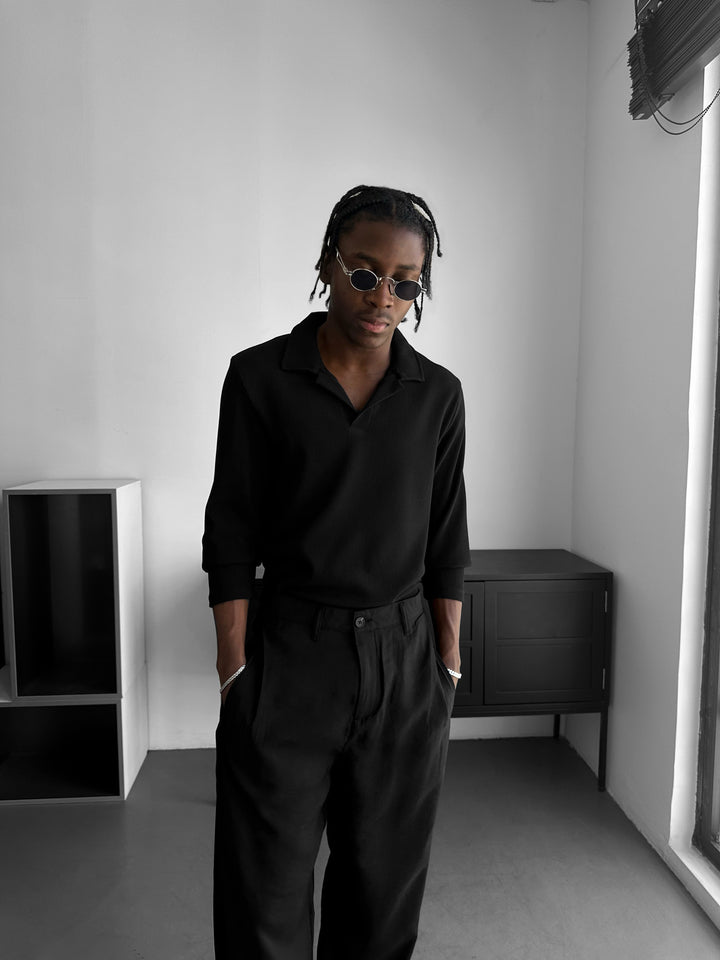 Loose Fit Comfort Trousers - Black