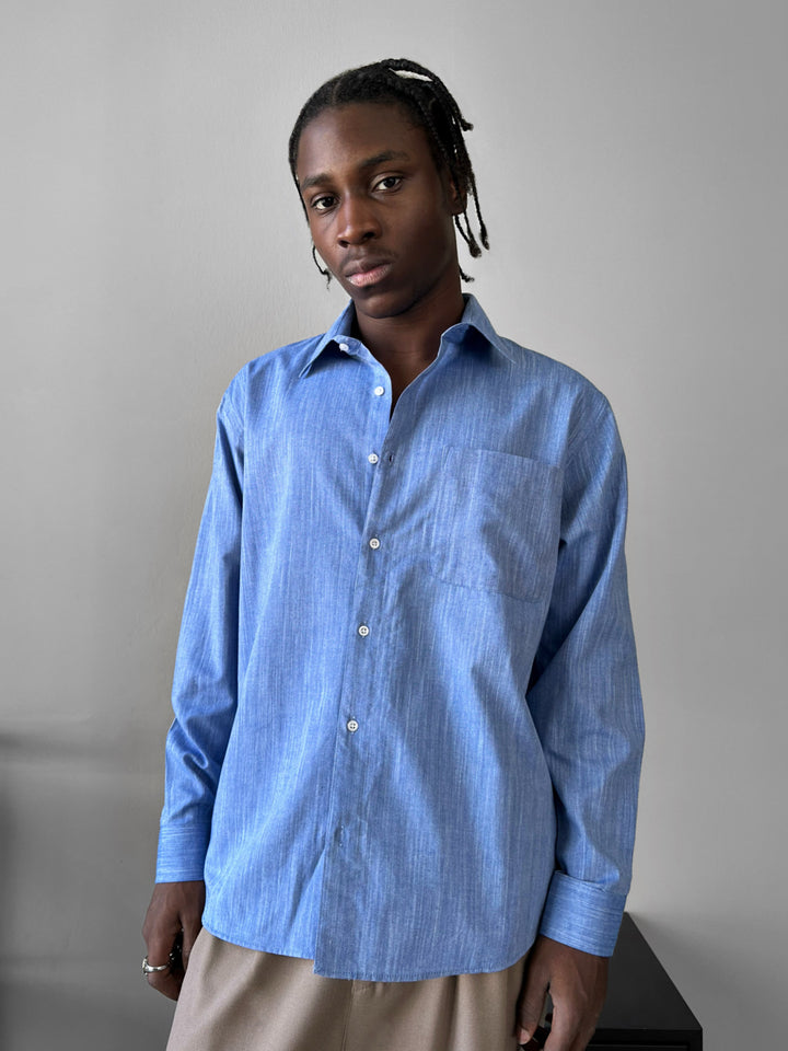 Regular Fit Cotton Pocket Shirt - Navy Blue