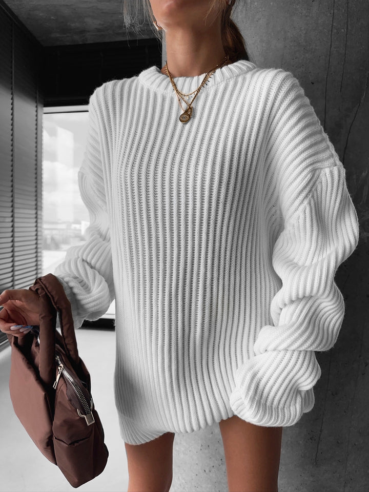 Oversize Heavy Knit Sweater - White