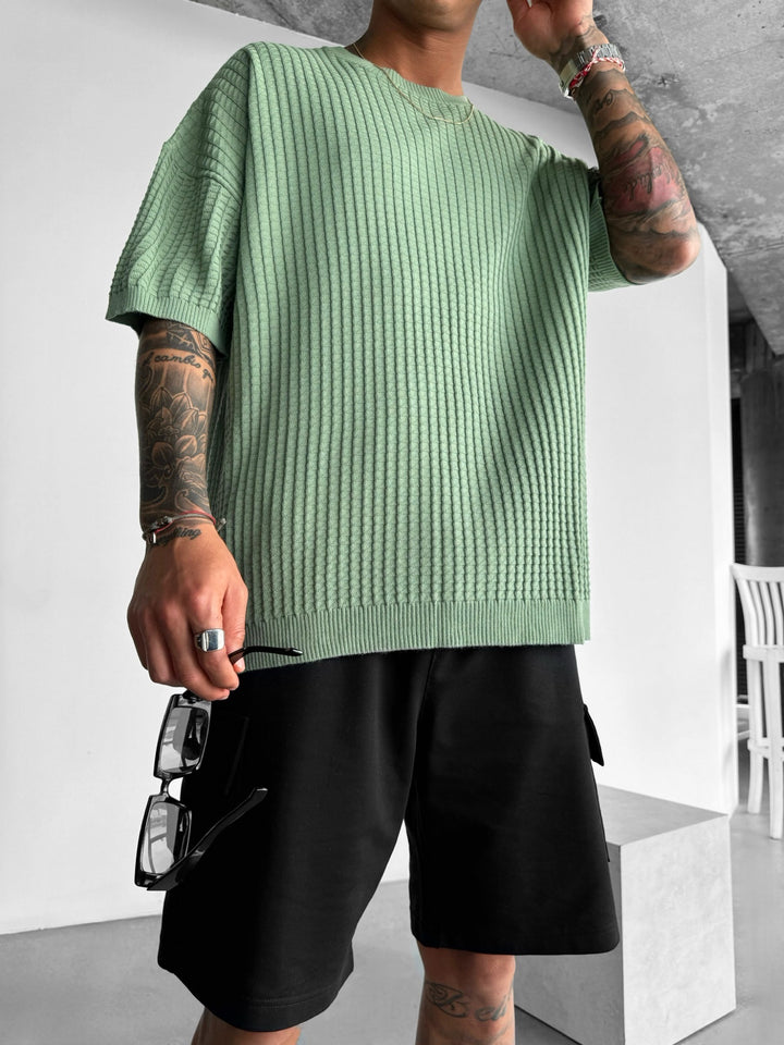 Oversize Waffle T-Shirt - Green