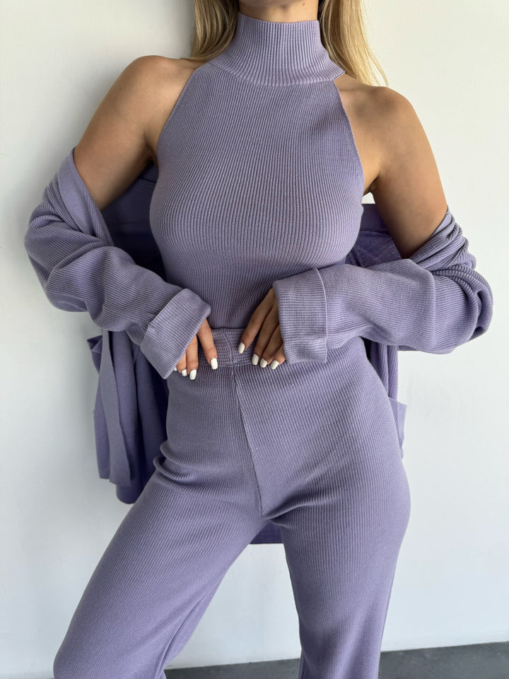 Knit Suit with Trousers - Lila