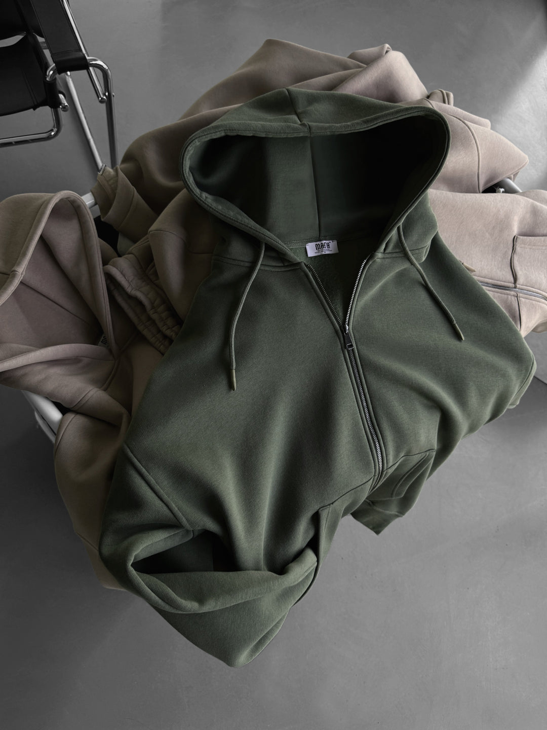 Oversize Basic Zipper Hoodie - Four Leaf Clover