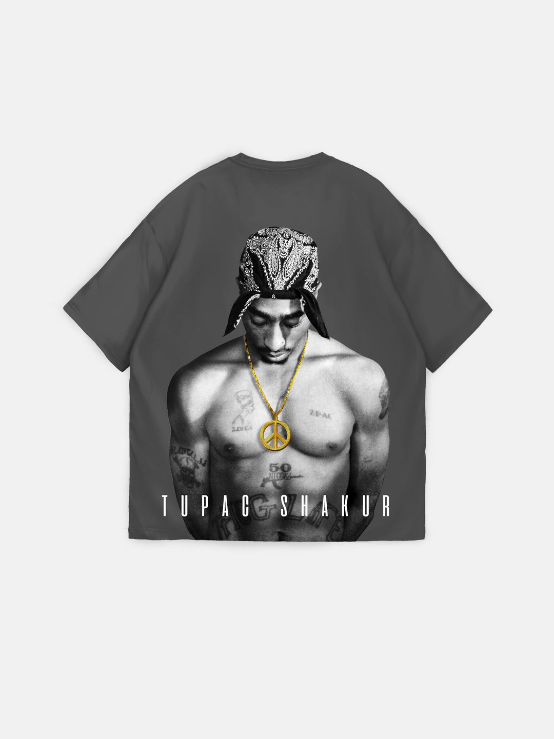 Oversize Tupac Shakur T-shirt - Anthracite