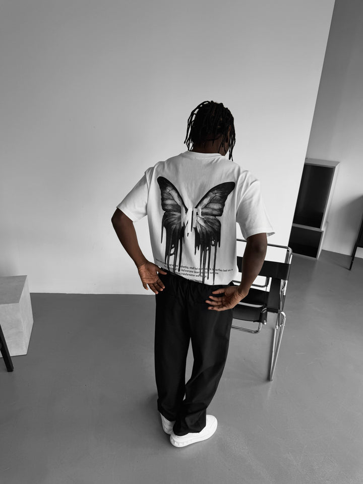 Oversize 'Like a Butterfly' T-Shirt - Ecru and Anthracite