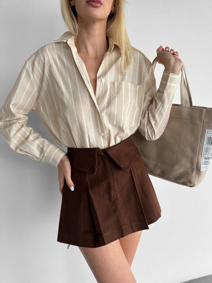 Mini Skirt with Details - Brown