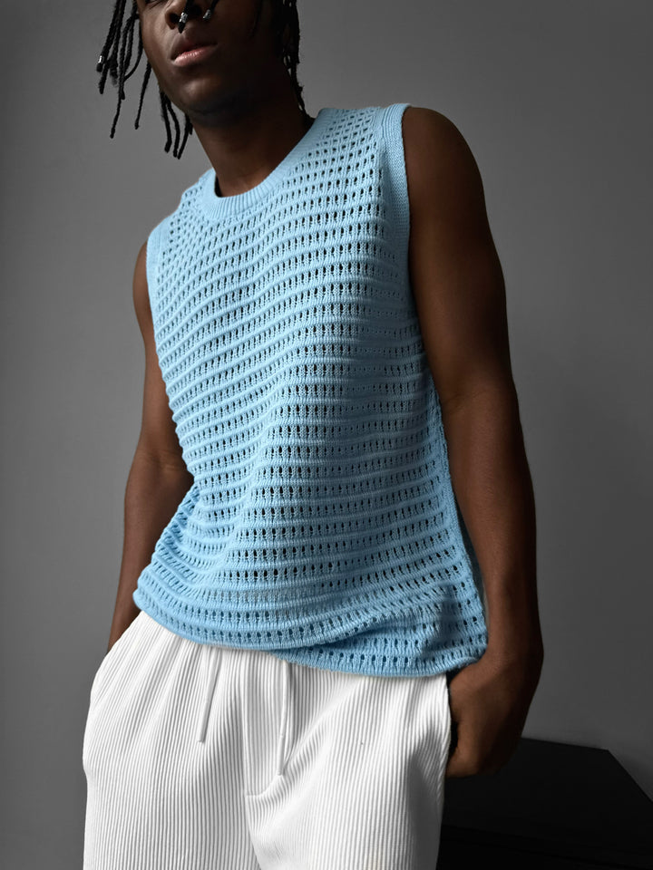 Oversize Grid Tanktop - Blue