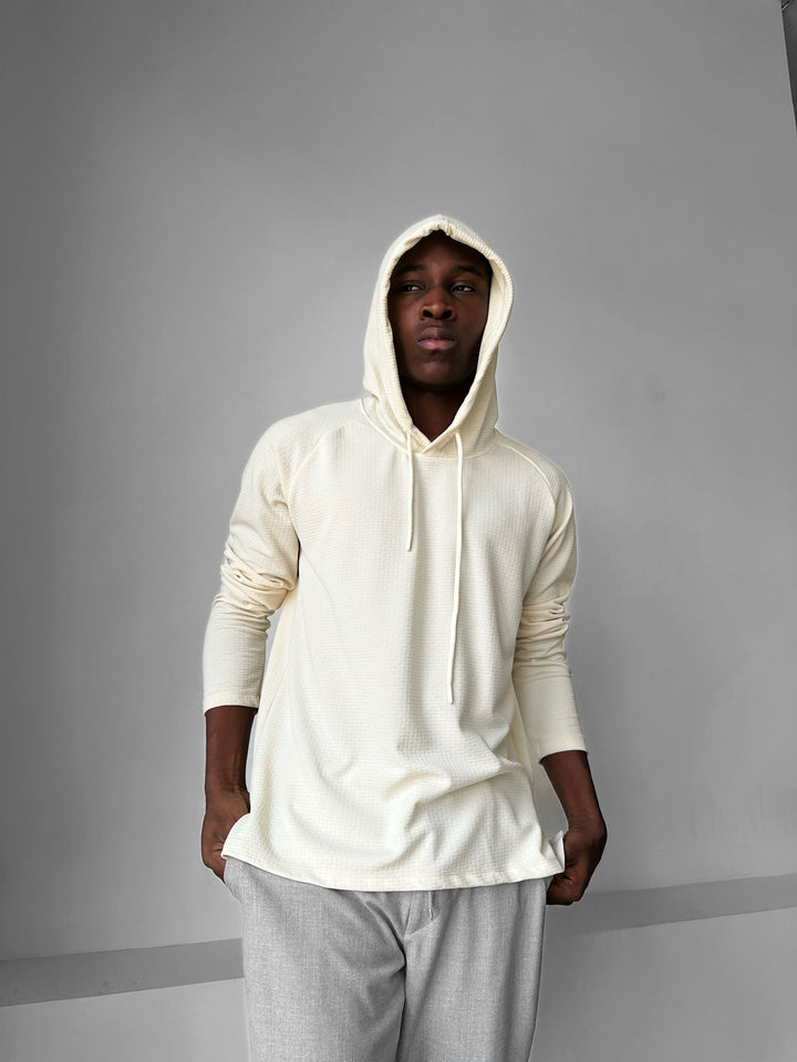 Loose Fit Thin Hoodie - Beige
