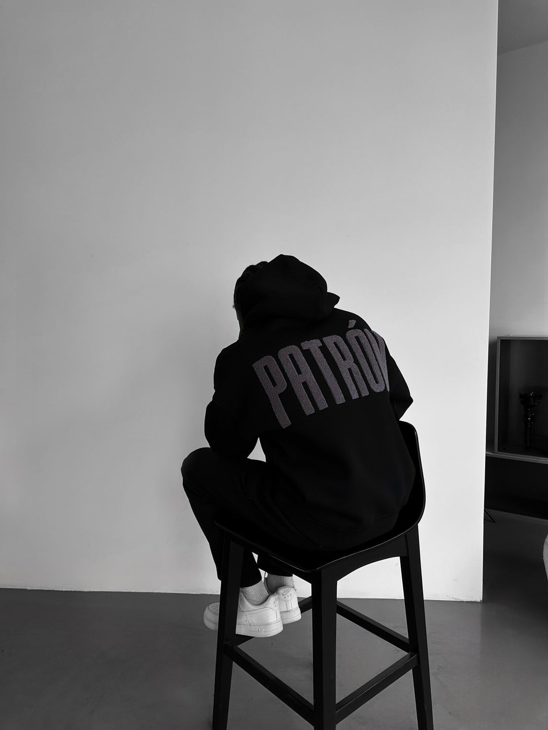 Oversize Detailed Patron Hoodie - Black and Anthracite