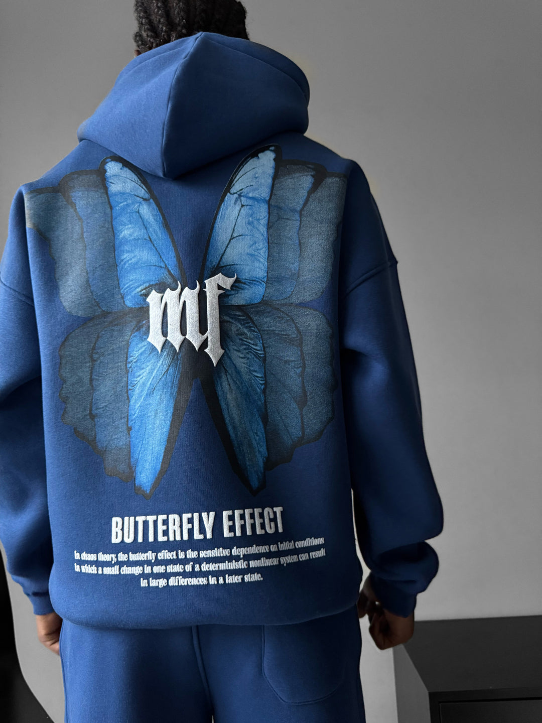 Oversize Butterfly Effect Hoodie - Navy Peony