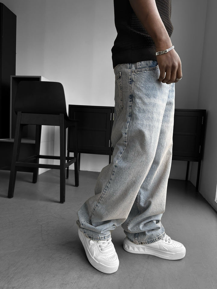 Relax Baggy Washed Jeans - Dark Blue