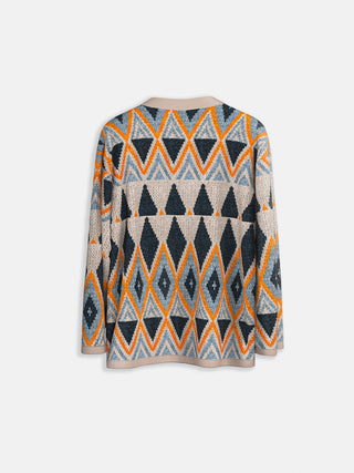 Oversize Rhombus Cardigan - Orange