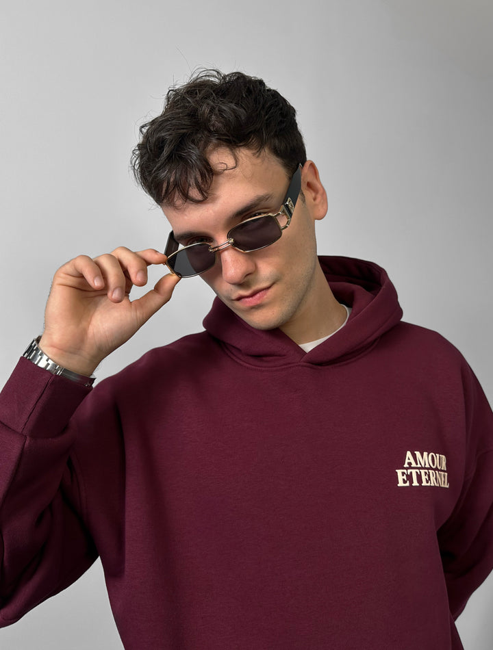 Oversize Amour Éternel Hoodie - Bordeaux